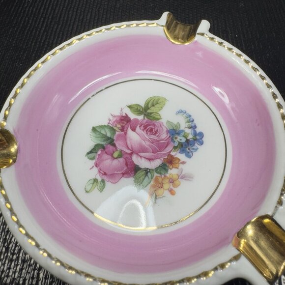 Vintage Schumann Arzberg Germany Dish Ashtray With An Antique Pink Floral Design - Picture 2 of 10